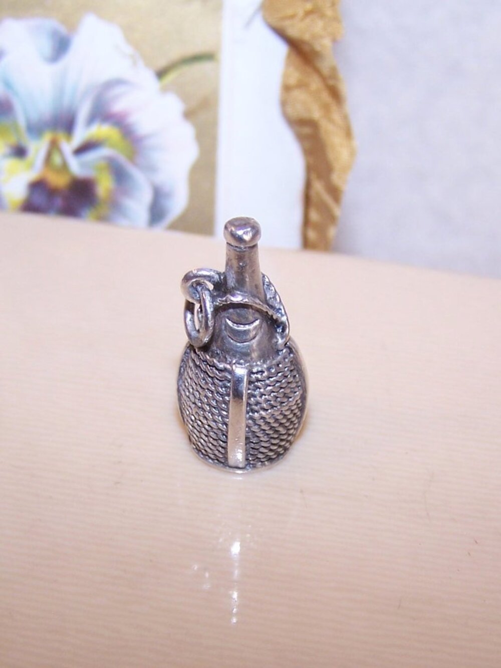 DANECRAFT Sterling Silver Charm - Chianti Wine Bottle